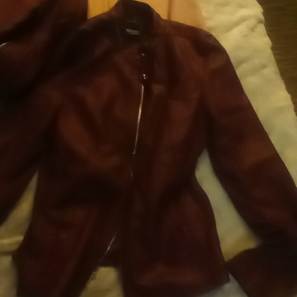 Express burgundy moto jacket